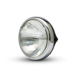 7.7" Shorty Metal Headlight - Gloss Black / Chrome