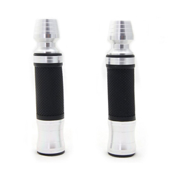 Silver CNC Machined Aluminium Rubber Grips With Bar Ends