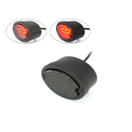 Matte Black Metal Oval LED Stop / Tail Light - Smoked Lens