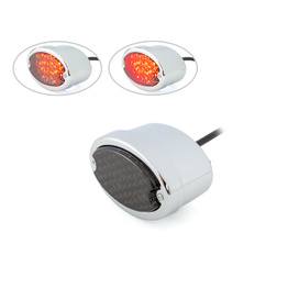 Chrome Metal Oval LED Stop / Tail Light - Smoked Lens
