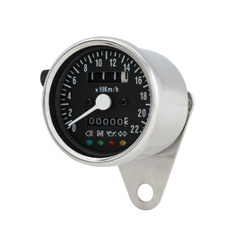 Cafe Racer LED Mini Speedometer - Chrome with Black Backing