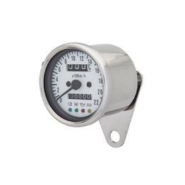 Cafe Racer LED Mini Speedometer - Chrome with White Backing