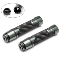 Sports Aluminium Grips with Bar Ends - Gun Metal Grey