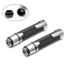 Sports Aluminium Grips with Bar Ends - Silver