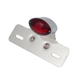 Cat Eye Chrome Bulb Tail Light - Red Lens