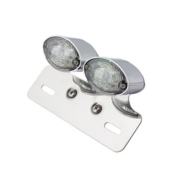 Cat Eye Twin Chrome LED Tail Light - Clear Lens