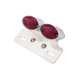 Cat Eye Twin Chrome Bulb Tail Light - Red Lens