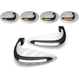 White LED Hand Guards with Integrated Daytime Running Lights/Indicators - White/Amber