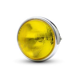 7.7" Classic Metal Headlight Yellow Lens - Gloss Black/Chrome