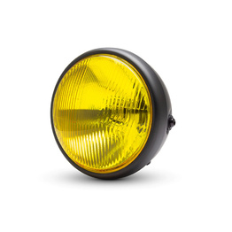 7.7" Classic Metal Headlight Yellow Lens - Matte Black