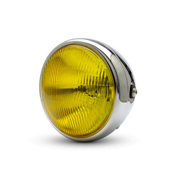 7.7" Classic Metal Headlight Yellow Lens - Chrome