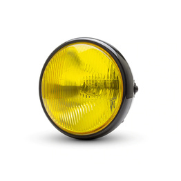 7.7" Classic Metal Headlight Yellow Lens - Gloss Black
